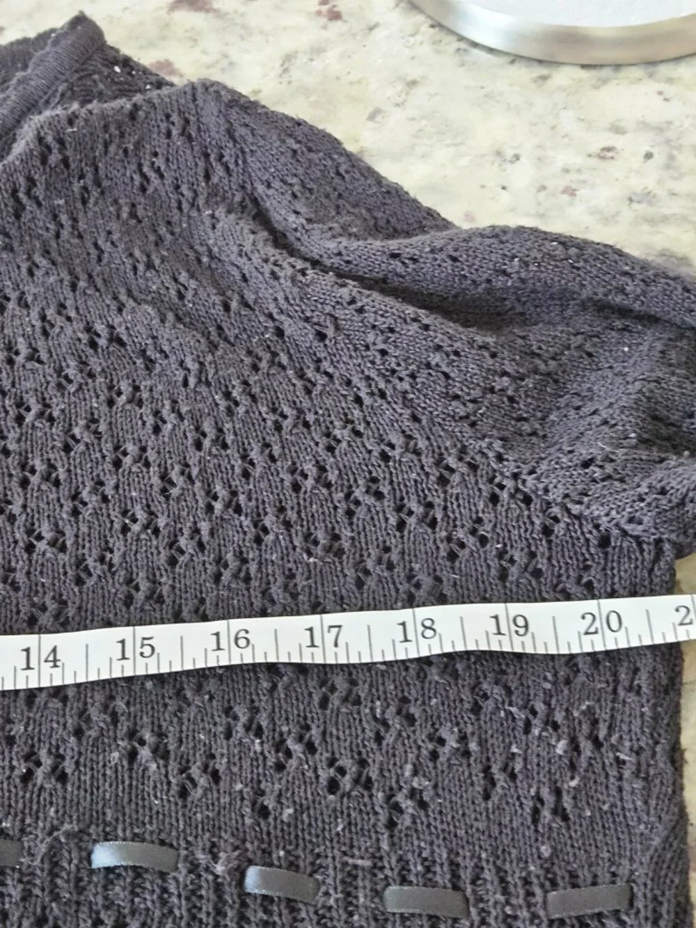 Say What? Black Women Open-knit crochet sweater scoop neck and tie waist size 3X